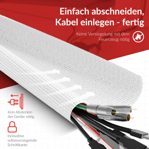 LTC CABLE TUBE, Gewebekabelschlauch -- Durchmesser 2.5 - 4 cm 2m weiß