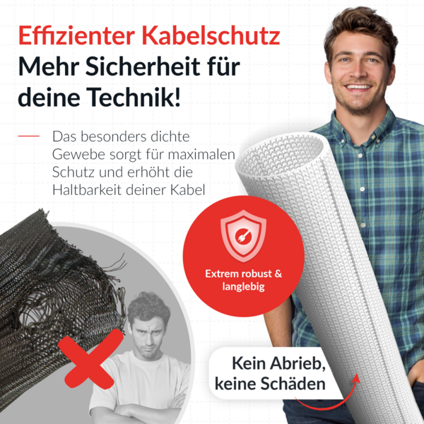 LTC CABLE TUBE, Gewebekabelschlauch -- Durchmesser 2.5 - 4 cm 2m weiß