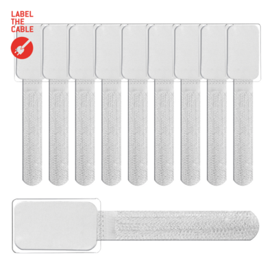 LTC MINI TAGS Kleine Klettkabelbinder mit -- Beschriftungstafeln 10 Stk Set weiß