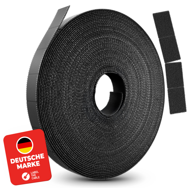 LTC RIP ROLL Klettkabelbinder abreißbar, 3m schwarz