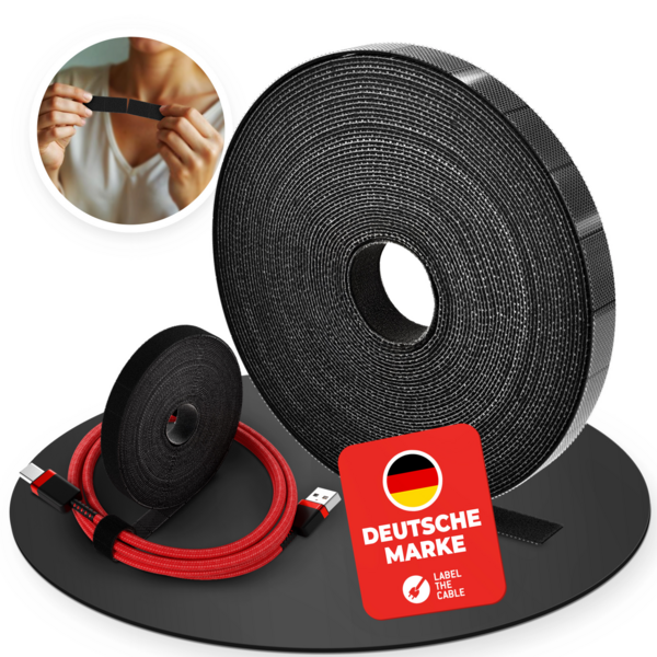 LTC RIP ROLL Klettkabelbinder abreißbar, 3m schwarz