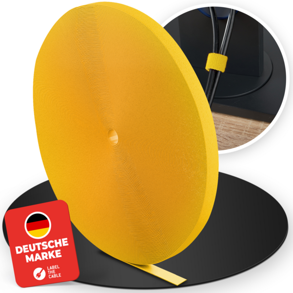 LTC ROLL STRAP Doppelseitige Klettbandrolle -- 25m gelb
