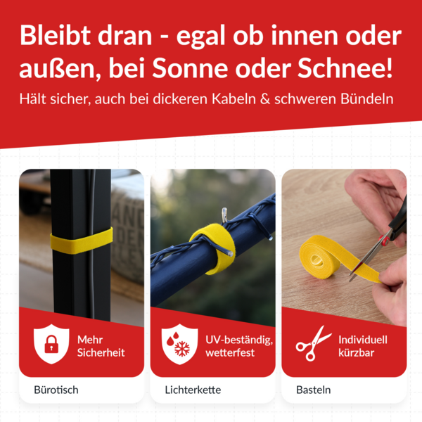 LTC ROLL STRAP Doppelseitige Klettbandrolle -- 25m gelb