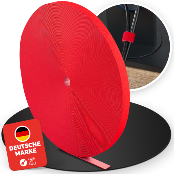 LTC ROLL STRAP, Doppelseitige Klettbandrolle -- 25m rot