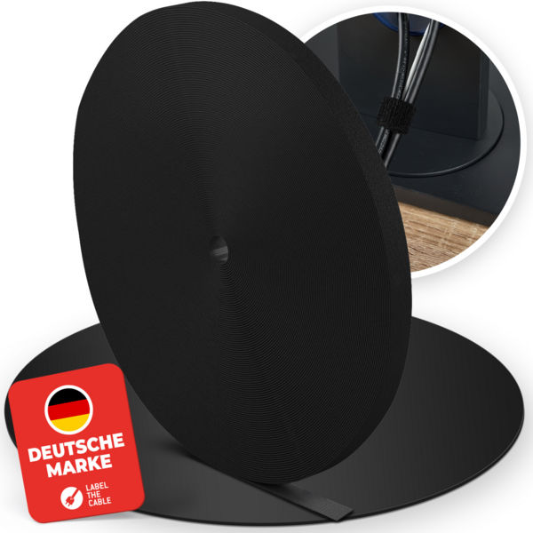 LTC ROLL STRAP Doppelseitige Klettbandrolle -- 25m schwarz