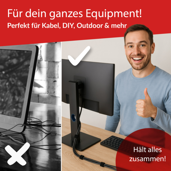 LTC ROLL STRAP Doppelseitige Klettbandrolle -- 25m schwarz