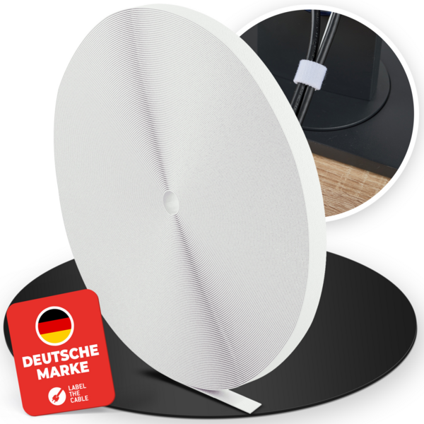 LTC ROLL STRAP  Doppelseitige Klettbandrolle -- 25m weiß