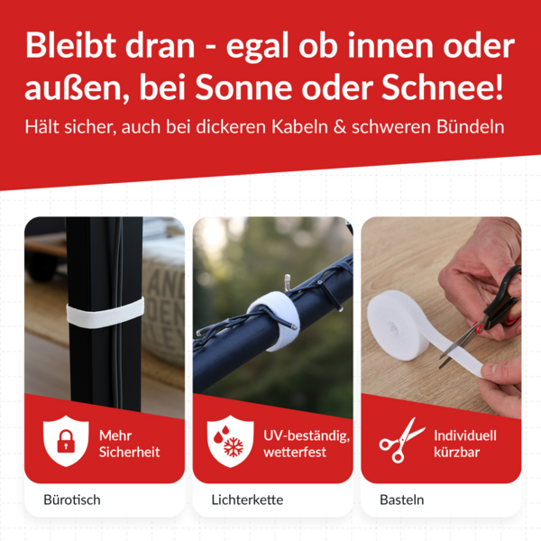 LTC ROLL STRAP  Doppelseitige Klettbandrolle -- 25m weiß
