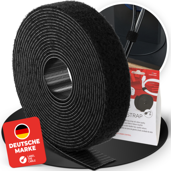 LTC ROLL STRAP, Doppelseitige Klettbandrolle -- 3m schwarz