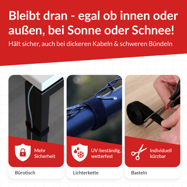 LTC ROLL STRAP, Doppelseitige Klettbandrolle -- 3m schwarz
