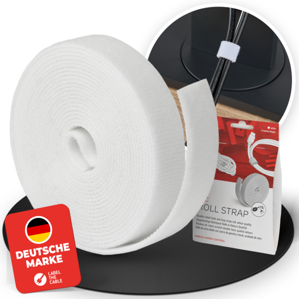 LTC ROLL STRAP, Doppelseitige Klettbandrolle -- 3m weiß