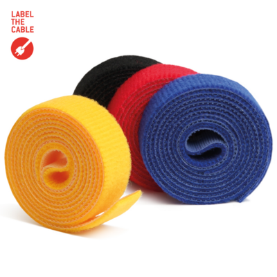 LTC ROLL STRAP, Doppelseitige Klettbandrolle -- 4x1m schwarz/gelb/blau/rot (Produktbild 1)