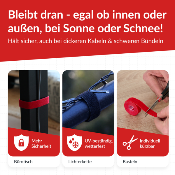 LTC ROLL STRAP, Doppelseitige Klettbandrolle -- 4x1m schwarz/gelb/blau/rot