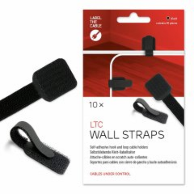 LTC WALL STRAPS Selbstklebende Klettkabelhalter -- 10 Stück Set schwarz