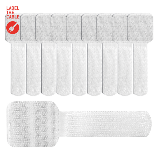 LTC WALL STRAPS Selbstklebende Klettkabelhalter -- 10 Stück Set weiß