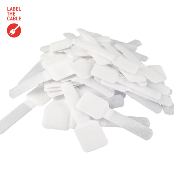 LTC WALL STRAPS Selbstklebende Klettkabelhalter -- 50 Stück Set weiß