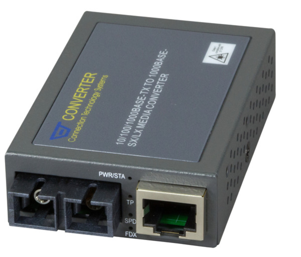 Medienkonverter  Kompakt Media Konverter RJ45-SC, 10km, SM, Gigabit Ethernet - 1 VPE = 20 Stück Medienkonverter