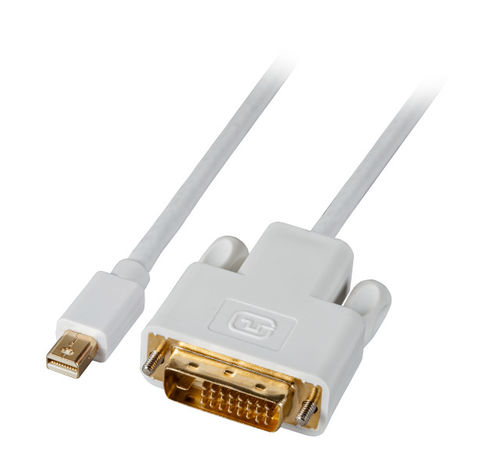 Mini DisplayPort - DVI Kabel, St-St, 1m, weiß
