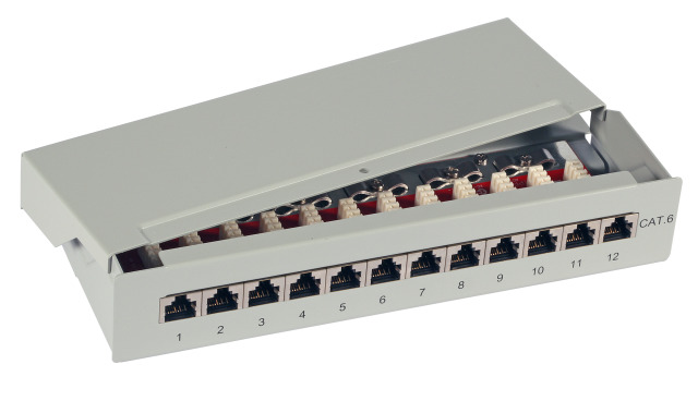 Mini-Patchpanel 12xRJ45 Cat.6, RAL7035 grau Mini-Patchpanel 12xRJ45 Cat.6, RAL7035 grau
