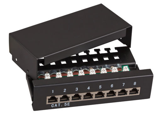 Mini-Patchpanel 8xRJ45 Cat.5e, RAL7035 grau Mini-Patchpanel 8xRJ45 Cat.5e, RAL7035 grau