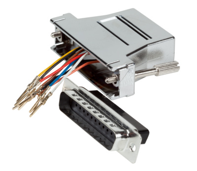 Modular-Adapter D-Sub09 Stecker / RJ45 -- Buchse, metallisiertes Gehäuse