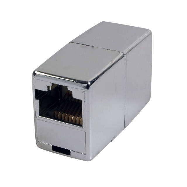 Modular-Adapter RJ45 Buchse/Buchse, metallfarben, 1:1 Modular-Adapter RJ45 Buchse/Buchse, metallfarben, 1:1