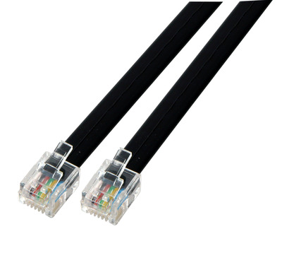 Modularkabel schwarz, 2 x RJ11 (6/4) -- Stecker, 1:1, 2,0 m Modularkabel schwarz, 2 x RJ11 (6/4) -- Stecker, 1:1, 2,0 m