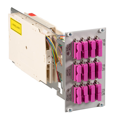 Moduleinschub 3HE/14TE, 50/125µm OM4, 12x -- SC Duplex erika-violett