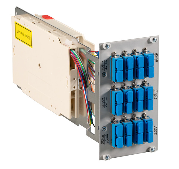 Moduleinschub 3HE/14TE, 9/125µ OS2, 12x, SC/APC Duplex grün Glasfaser Verteiler