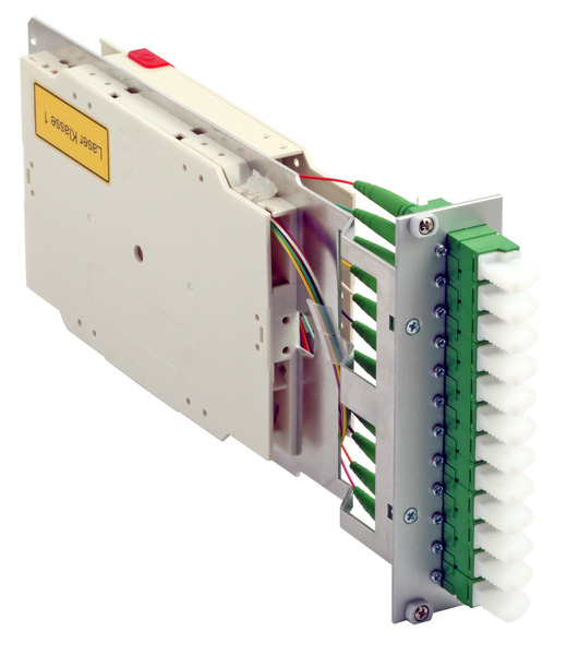 Moduleinschub 3HE/7TE, 50/125µ OM3, 12x, E2000® beige Glasfaser Verteiler
