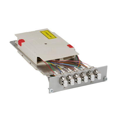 Moduleinschub 3HE/7TE, 9/125µm OS2, 6x LC -- Duplex APC metall