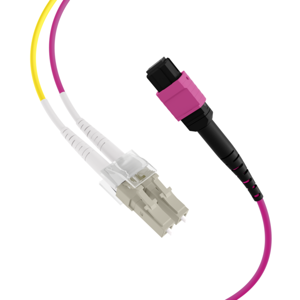 MPO-PLUS®(F)-LC Trunkkabel OM4 8 Fasern, Typ B LSZH erika-violett 1m