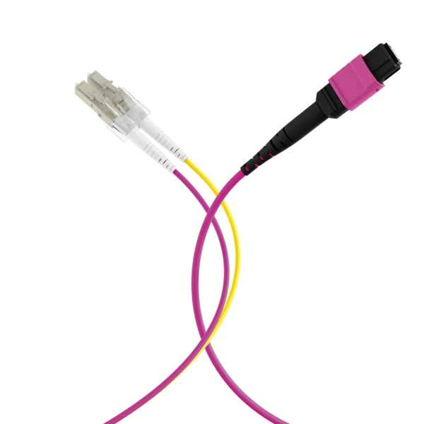 MPO-PLUS®(F)-LC Trunkkabel OM4 8 Fasern, Typ B LSZH erika-violett 1m