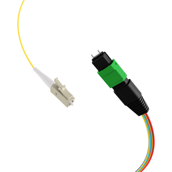 MTP®/APC(M)-LC Fanoutkabel OS2 8 Fasern, Typ B LSZH gelb 1m