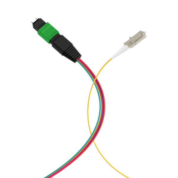 MTP®/APC(M)-LC Fanoutkabel OS2 8 Fasern, Typ B LSZH gelb 1m