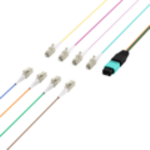 MTP®(M)-LC Fanoutkabel OM3 8 Fasern -- Typ B LSZH aqua 0,4m