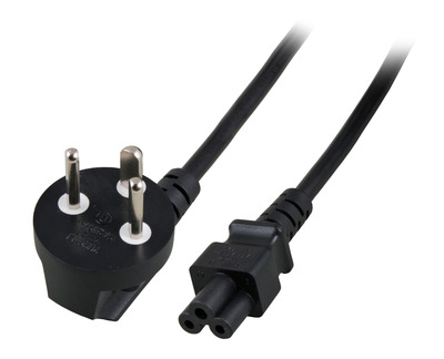 Netzleitung Dänemark DPin 90°- C5 180° -- schwarz, 1,8m, 3 x 0,75 mm²