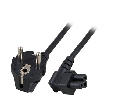 Netzleitung Schutzkontakt 90° - C5 90° -- schwarz, 3m, 3 x 0,75 mm²