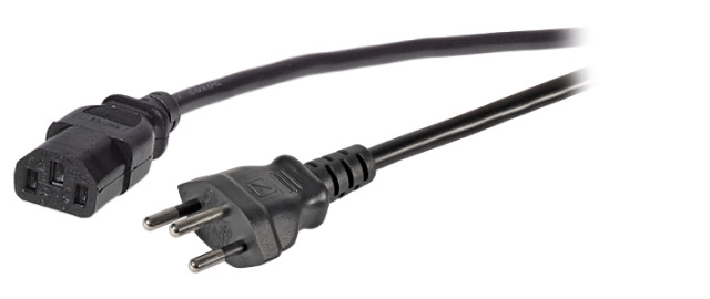 Netzleitung Schweiz Typ 12 - C13 180°, schwarz, 2.0 m, 3 x 0.75 mm² Netzleitung Schweiz Typ 12 - C13 180°, schwarz, 2.0 m, 3 x 0.75 mm²