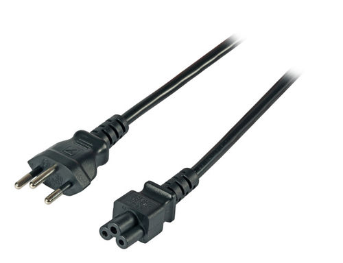 Netzleitung Schweiz Typ 12 - C5 180°, schwarz, 1.8 m, 3 x 0.75 mm² Netzleitung Schweiz Typ 12 - C5 180°, schwarz, 1.8 m, 3 x 0.75 mm²