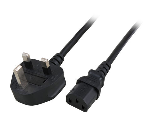 Netzleitung UK BS1363A - C13 1 80, schwarz, 2 m, 3x1.00 mm