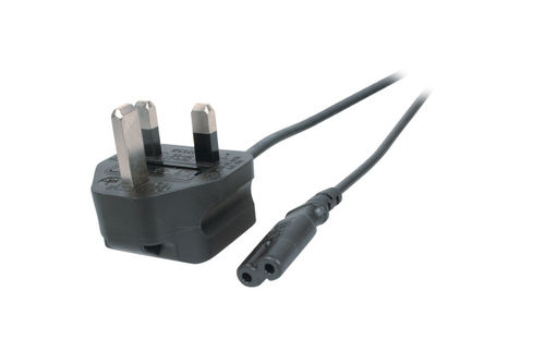 Netzleitung UK BS1363A-C7 180 , schwarz, 1.8 m, 2 x 0.75 mm