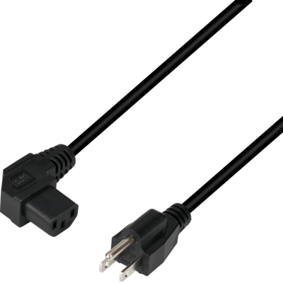 Netzleitung USA/NEMA 5-15P - C13 90° -- schwarz, 1,8 m, SVT AWG18 x 3C