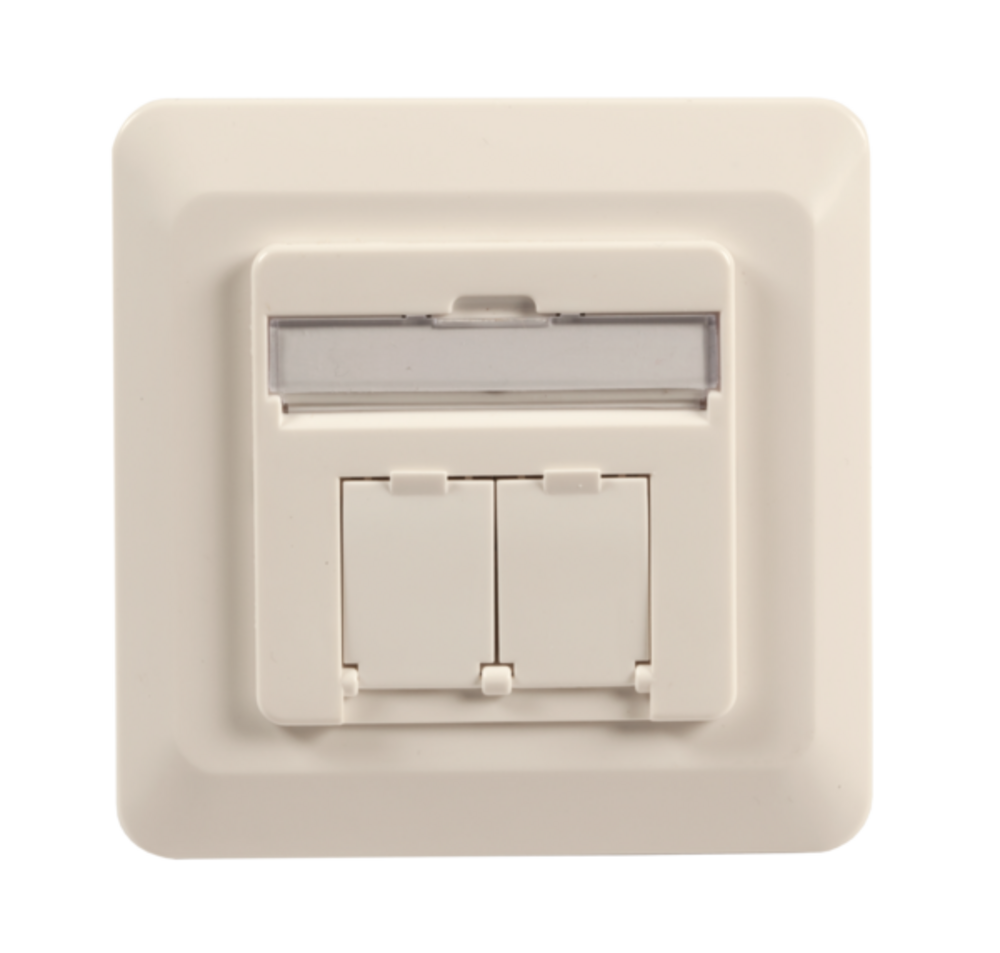 Netzwerkdose Datendose Cat.6A 500MHz oben/unten, Unterputz, 2xRJ45, RAL9010 - 1 VPE = 30 Stï¿½ck Netzwerkdose