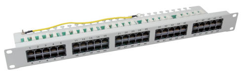 Patchpanel 50xRJ45 8/4 1HE ISDN, RAL7035, Cat. 3