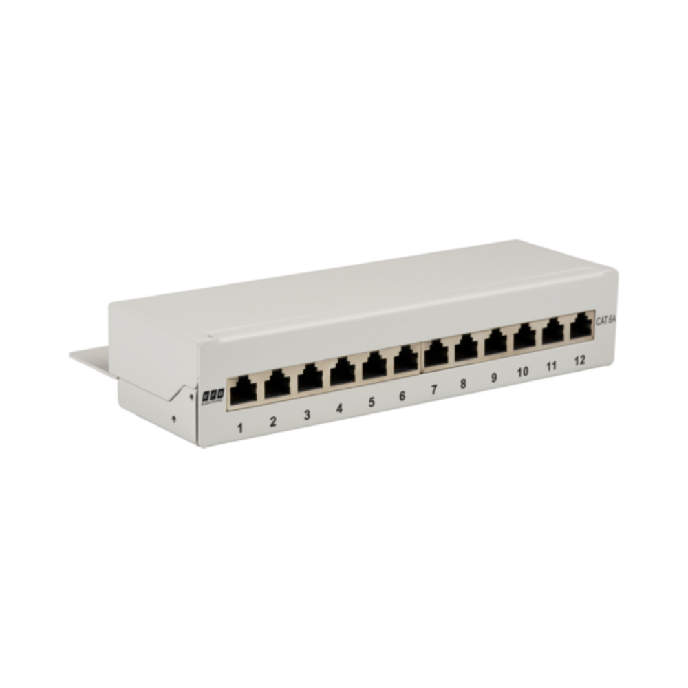 Patchpanel Mini-Patchpanel STP 12xRJ45 Cat.6A, 10?, 1HE, RAL7035 grau - 1 VPE = 20 Stück Patchpanel