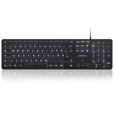 Perixx PERIBOARD-331 DE B, Tastatur, USB kabelgebunden, Hintergrundbeleuchtung, schwarz