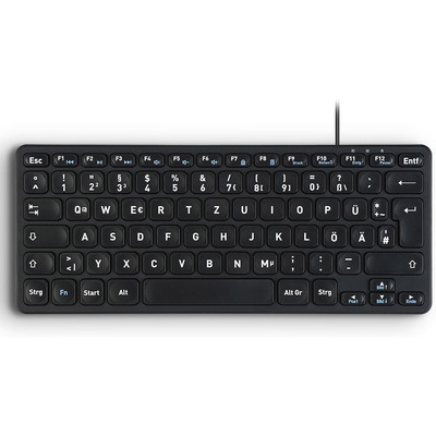 Perixx PERIBOARD-416 DE, kabelgebunden, USB Mini Tastatur mit 4 Hubs, schwarz (Produktbild 1)