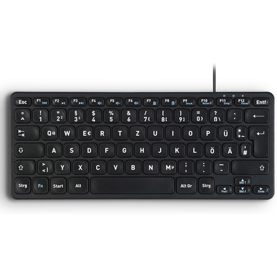Perixx PERIBOARD-416 DE, kabelgebunden, USB Mini Tastatur mit 4 Hubs, schwarz (Produktbild 1)