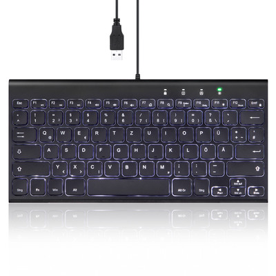 Perixx PERIBOARD-429 DE, kabelgebunden, USB Mini Tastatur mit Hintergrundbeleuch (Produktbild 1)